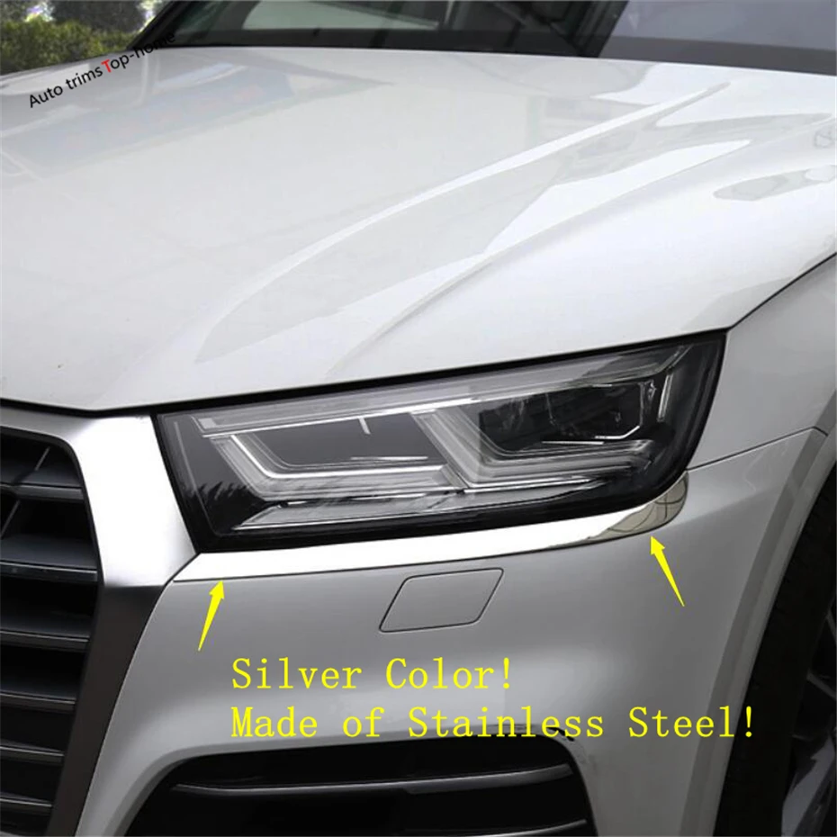Yimaautotrims Tilbehør Passer Til Audi Q5 2018 2019 2020 2021 ABS Chrome Front Head Lamper Lys Blinke Øjenbryn Strip Dække Trim