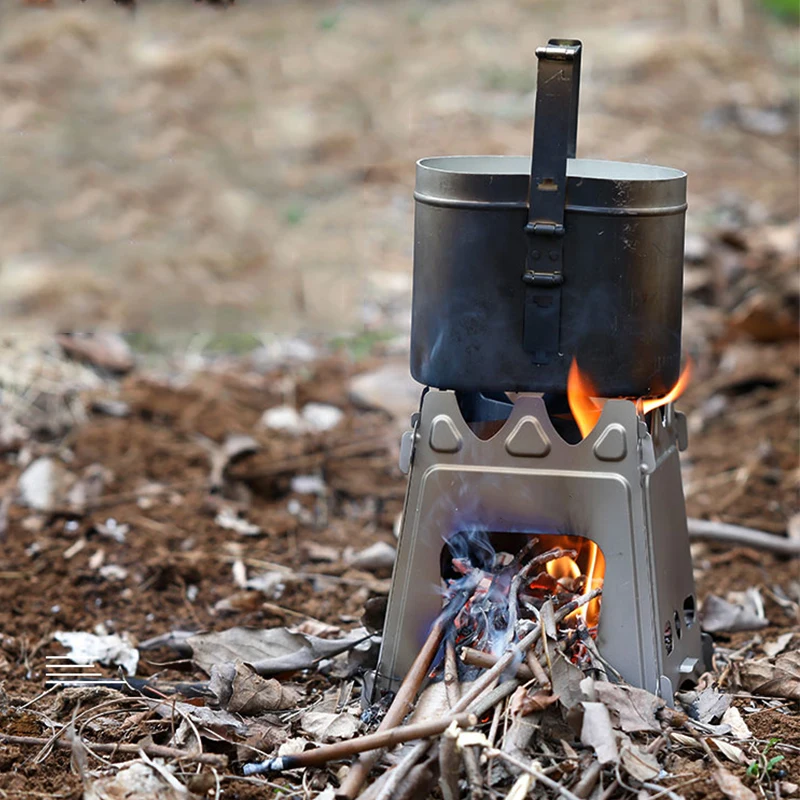 Yofeil ren titanium brændeovn udendørs camping komfur ultralette bærbare folde camping madlavning udstyr sæt picnic vandring