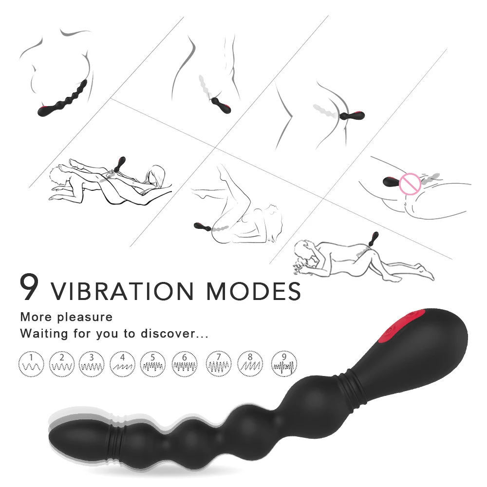 YUECHAO Prostata Massager Fleksibel Anal Perler Vibrator Butt Plug Sex Legetøj Til Kvinder, Mænd Anal Stimulator Vibrationer Anus Stimulere