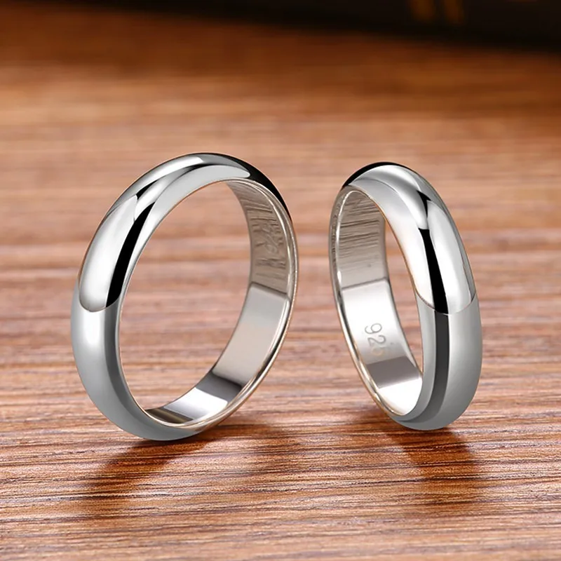 ZABRA 925 Sterling Sølv, med Glat Simpel brudepar Ringe til Mand eller Kvinde Gave 5mm Bred Bryllup Band Ring