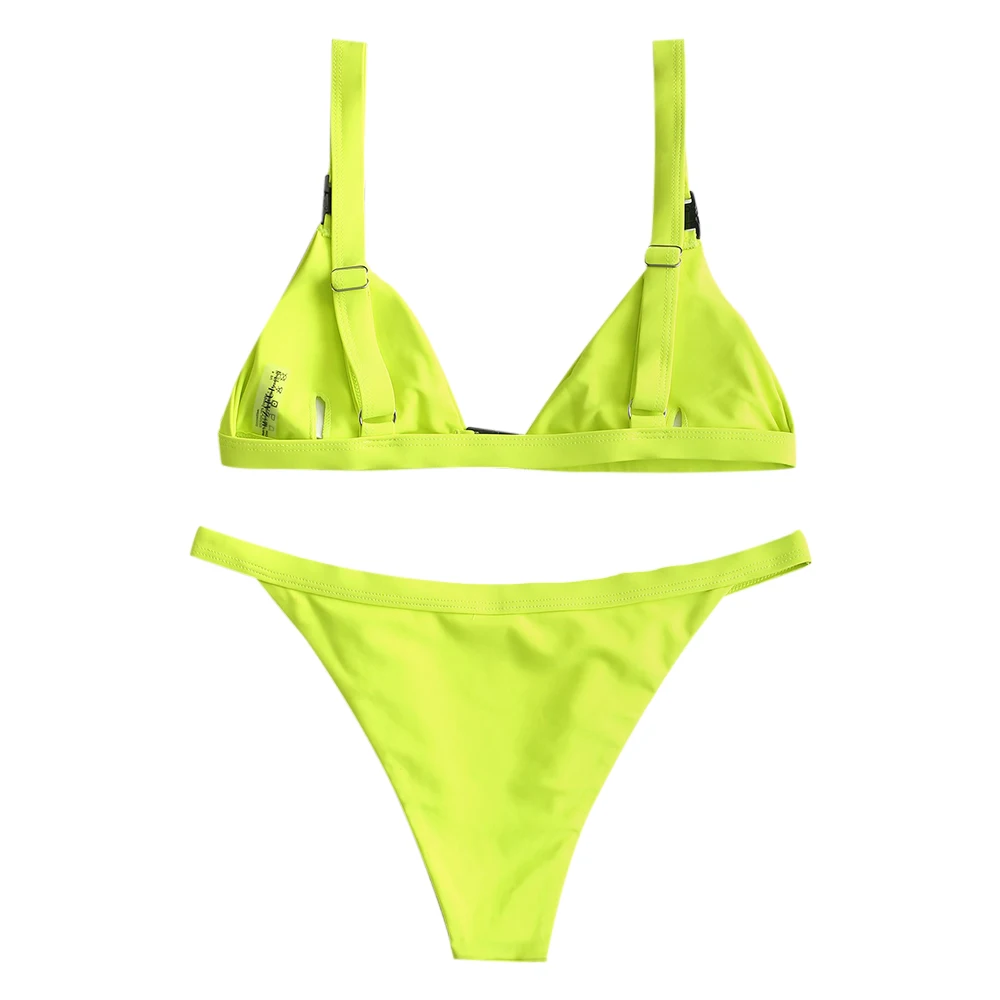 ZAFUL Neon Springet Front Lukning Bikini Badedragt Sommer Bikini Low Cut-Bikini Lav Talje Bikini Beach Kvinder Badetøj 2020 Ny