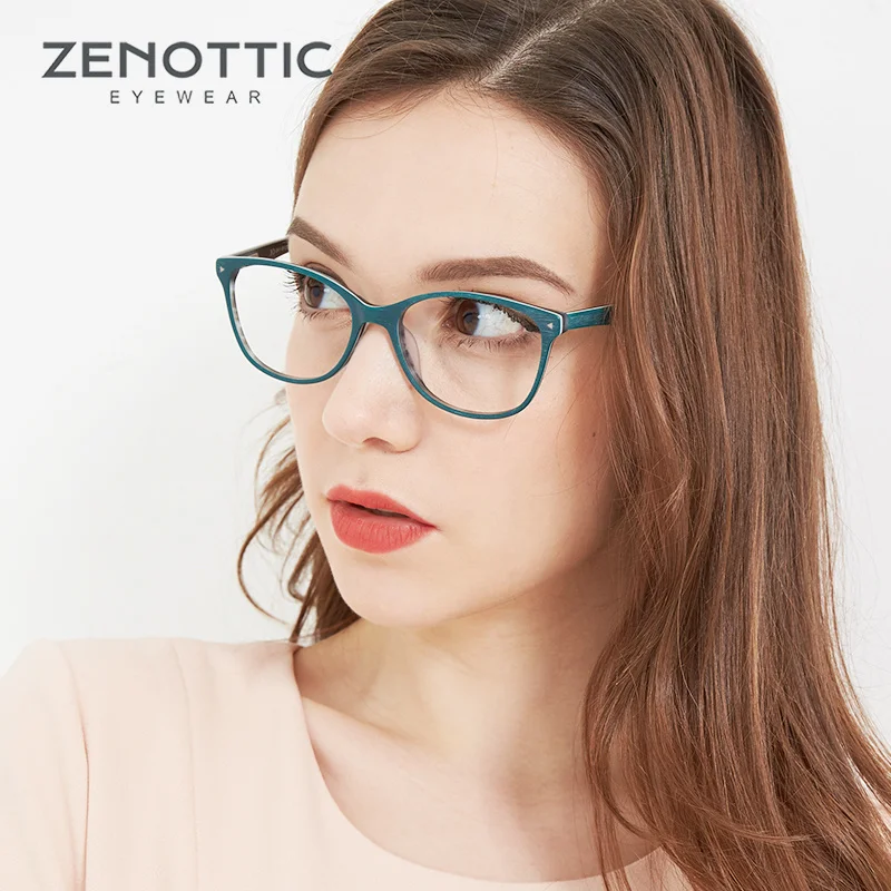 ZENOTTIC Mode Acetat Briller Rammer For Kvinder, Træ-Optiske Briller Ramme Kvindelige Cat Eye Briller Brille Stel