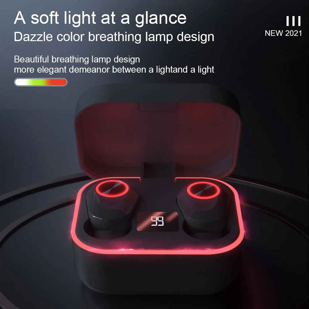 Zime Øretelefoner Trådløse Sport Bluetooth hovedtelefoner surround vejrtrækning lampe Bas Touch kontrol headset med LED-Display mikrofon