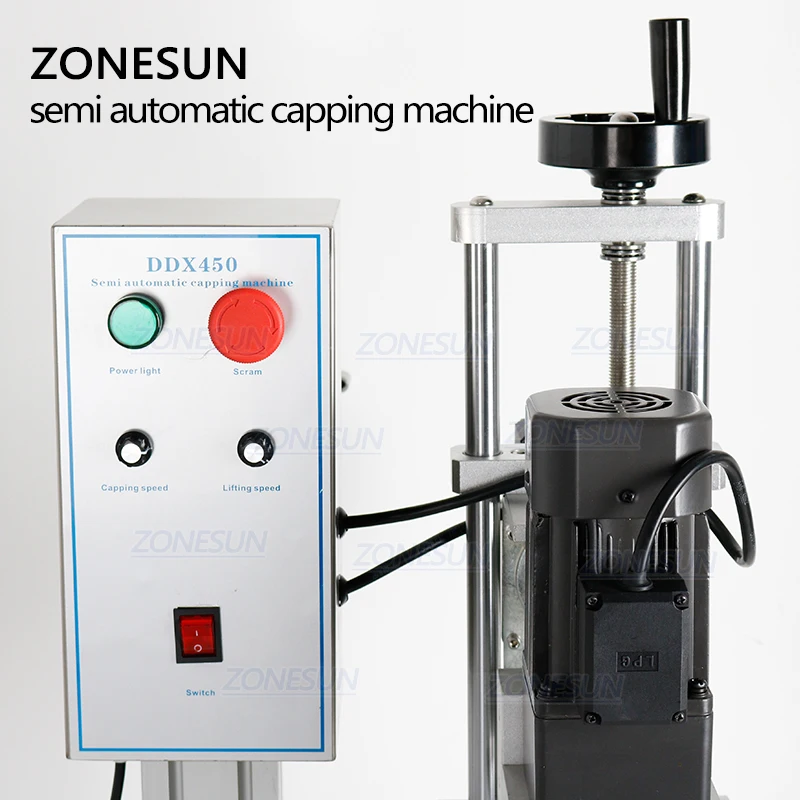 ZONESUN Semi-Auto Flaske Cap Skruen Loft Maskine Flaske Capper Sealer Elektrisk Lukning Af Cola-sodavand Flaske Chuck
