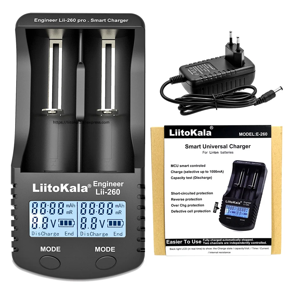 Ægte/Original Liitokala lii-260 LCD-3,7 V 18650 batteri oplader/18500/16340/18350/14500/10440/17500 26650 Påvisning af lithium