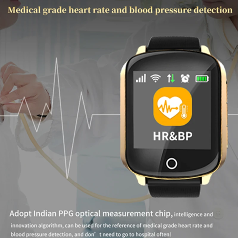 Ældre Tracker Smart Ur Wifi GPS-position SOS Opkald, puls, Blodtryk ældre Kvinder Mænd Smartwatch med EKG - /BPG D200