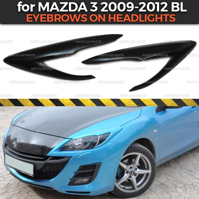 Øjenbryn på forlygter tilfældet for Mazda 3 BL 2009-2012 ABS plast cilia eyelash støbning dekoration bil styling, tuning